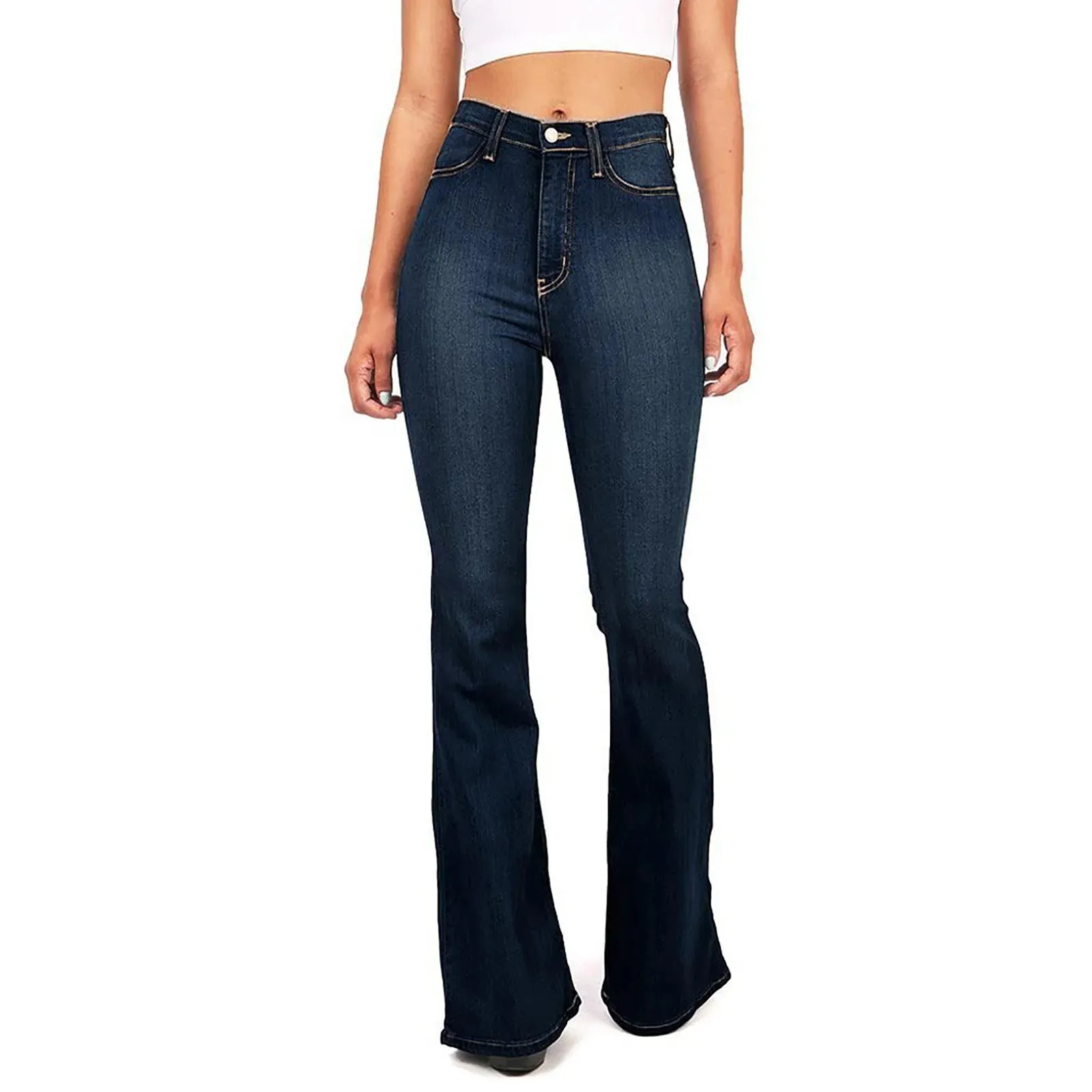 2024 Spring/Summer New Trousers High Waist Boot Cut Jeans For Women Fashion Casual Slim Denim Flared Pants Plus Size S-4xl