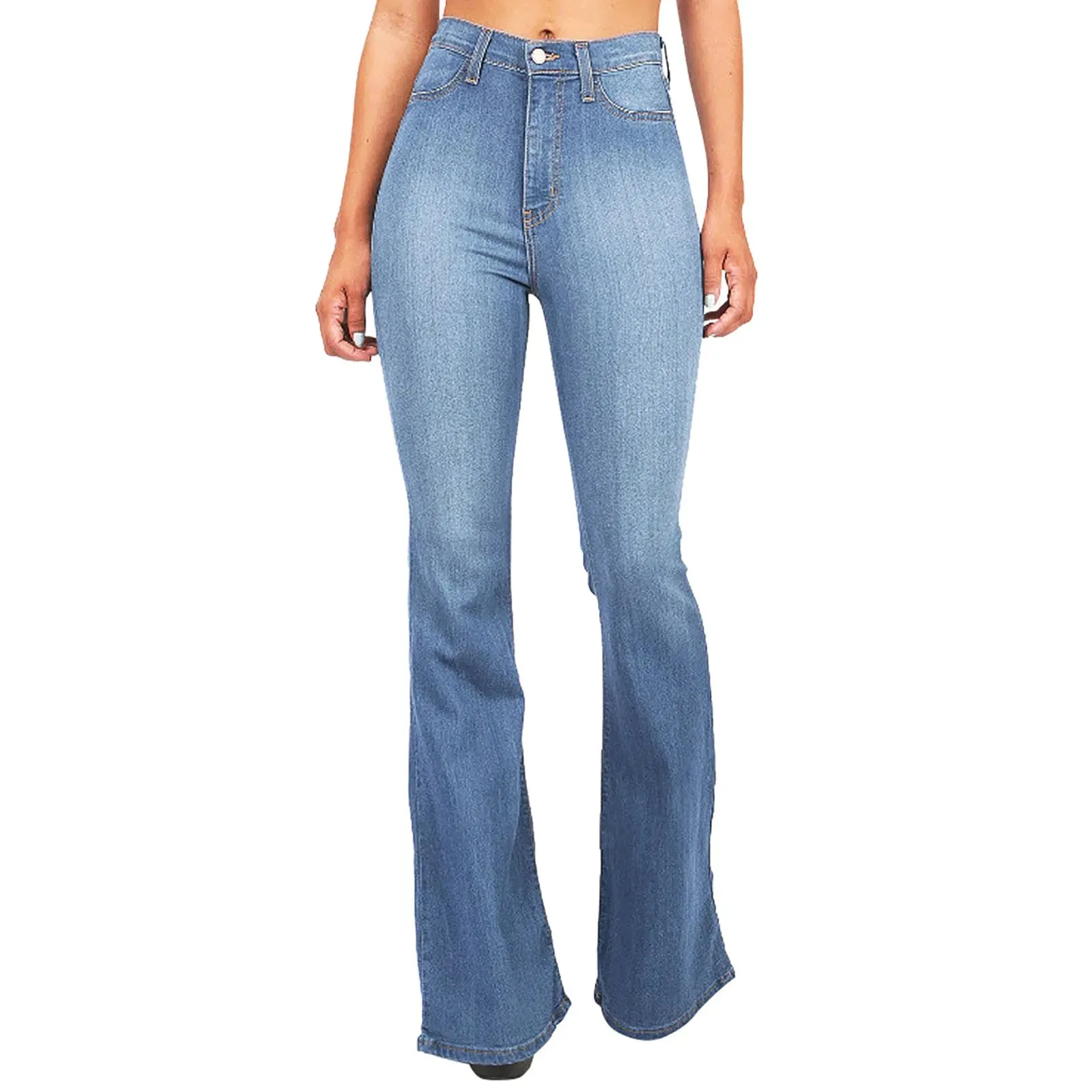 2024 Spring/Summer New Trousers High Waist Boot Cut Jeans For Women Fashion Casual Slim Denim Flared Pants Plus Size S-4xl