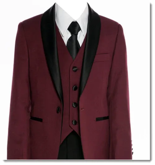 640 - Black Tailored Slim Fit Suit/Tuxedo -Black, Indigo Blue, Grey, Burgundy and White