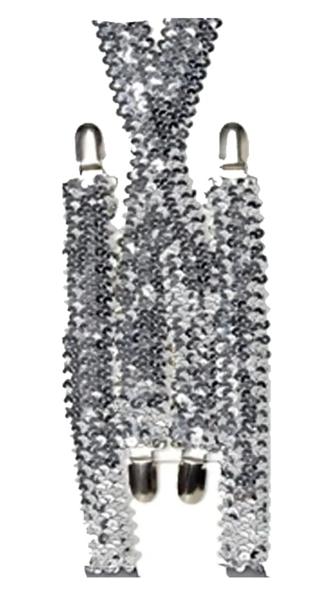 Adjustable Shiny Sparkle Sequin Braces Unisex Showbiz Trouser Elastic Y-Back Clip on Suspenders