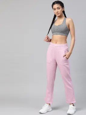 Alcis Women Lavender Slim Fit Solid Knitted Track Pants