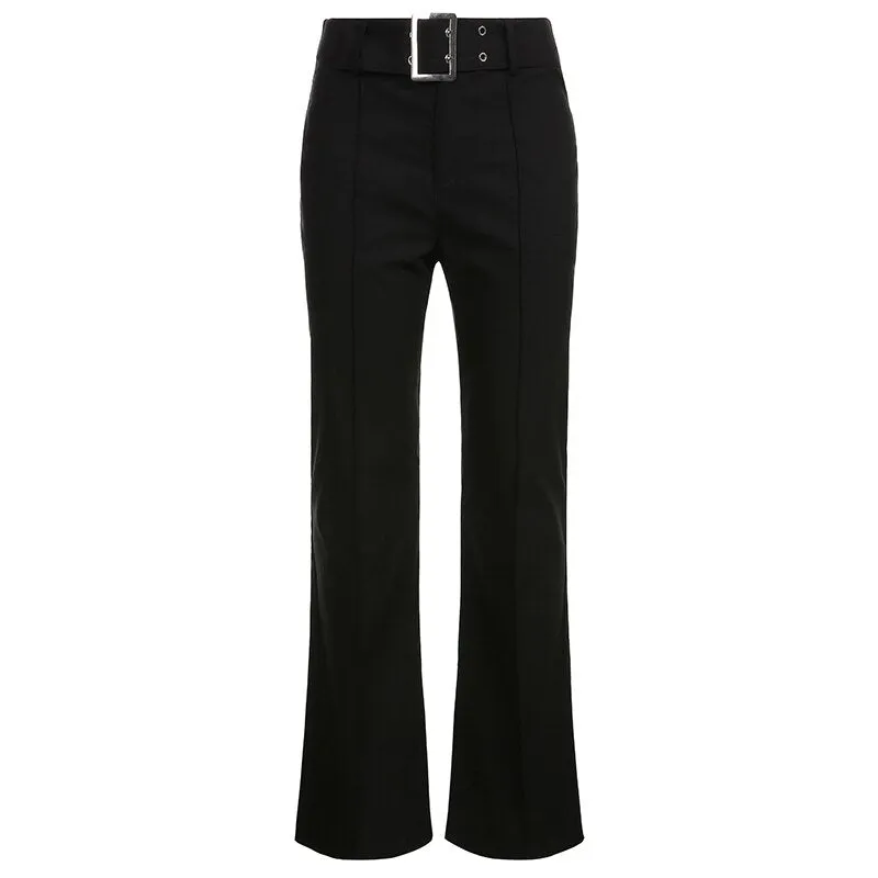 Amozae- Push Up Skinny Black Flared Pants Casual Summer Straight Trousers Women Fashion 90S 2000S Aesthetic Joggers