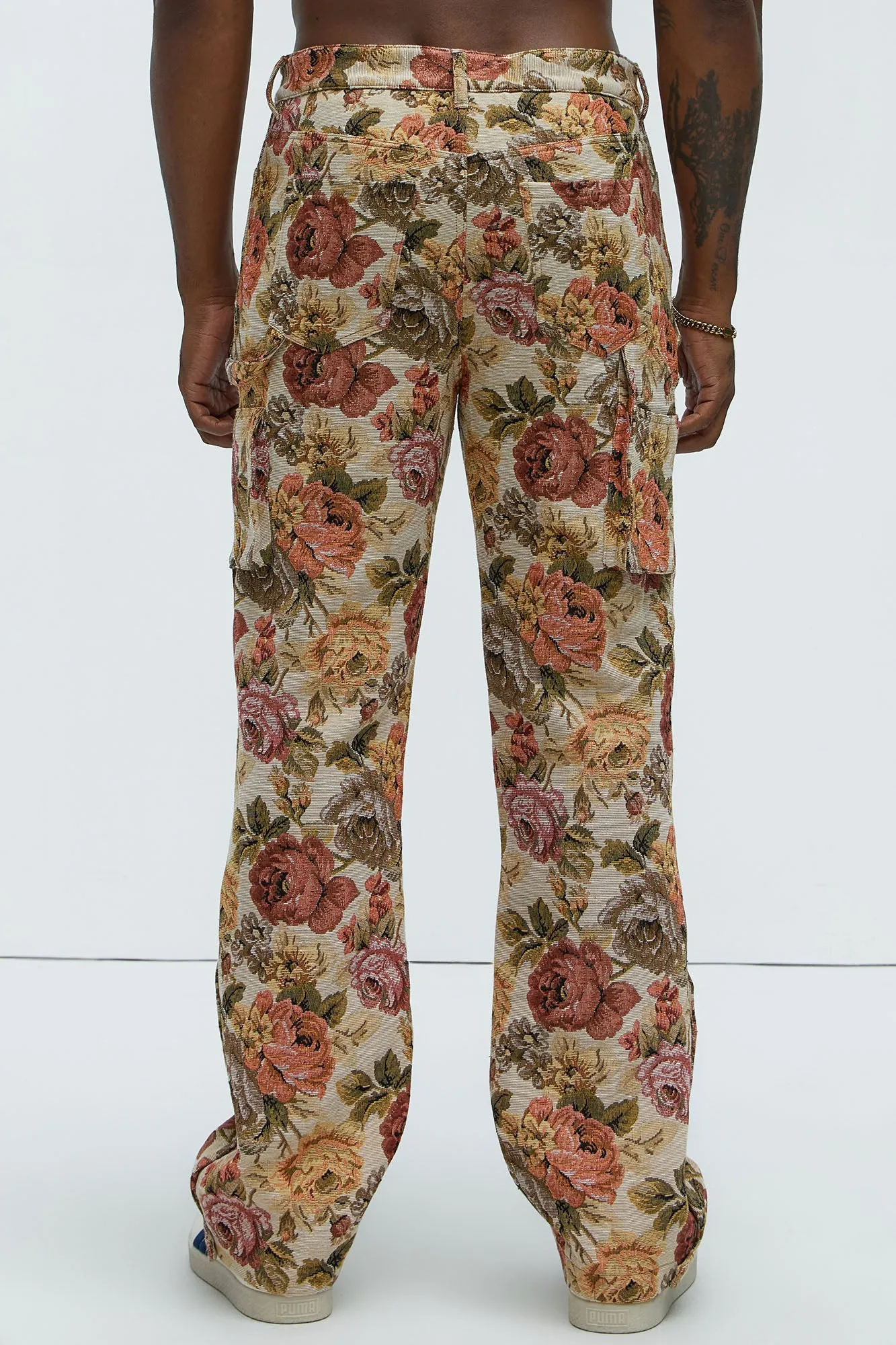Bellevue Flared Tapestry Carpenter Pants - Taupe/combo