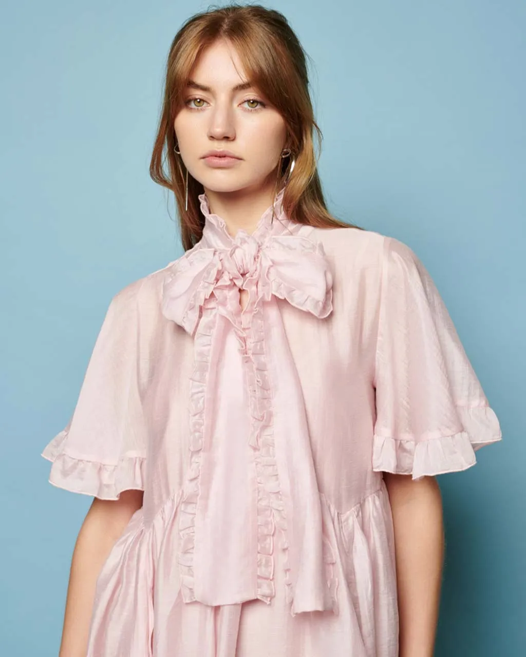 Bertie Bow Mini Dress - Baby Pink