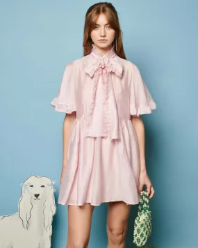 Bertie Bow Mini Dress - Baby Pink