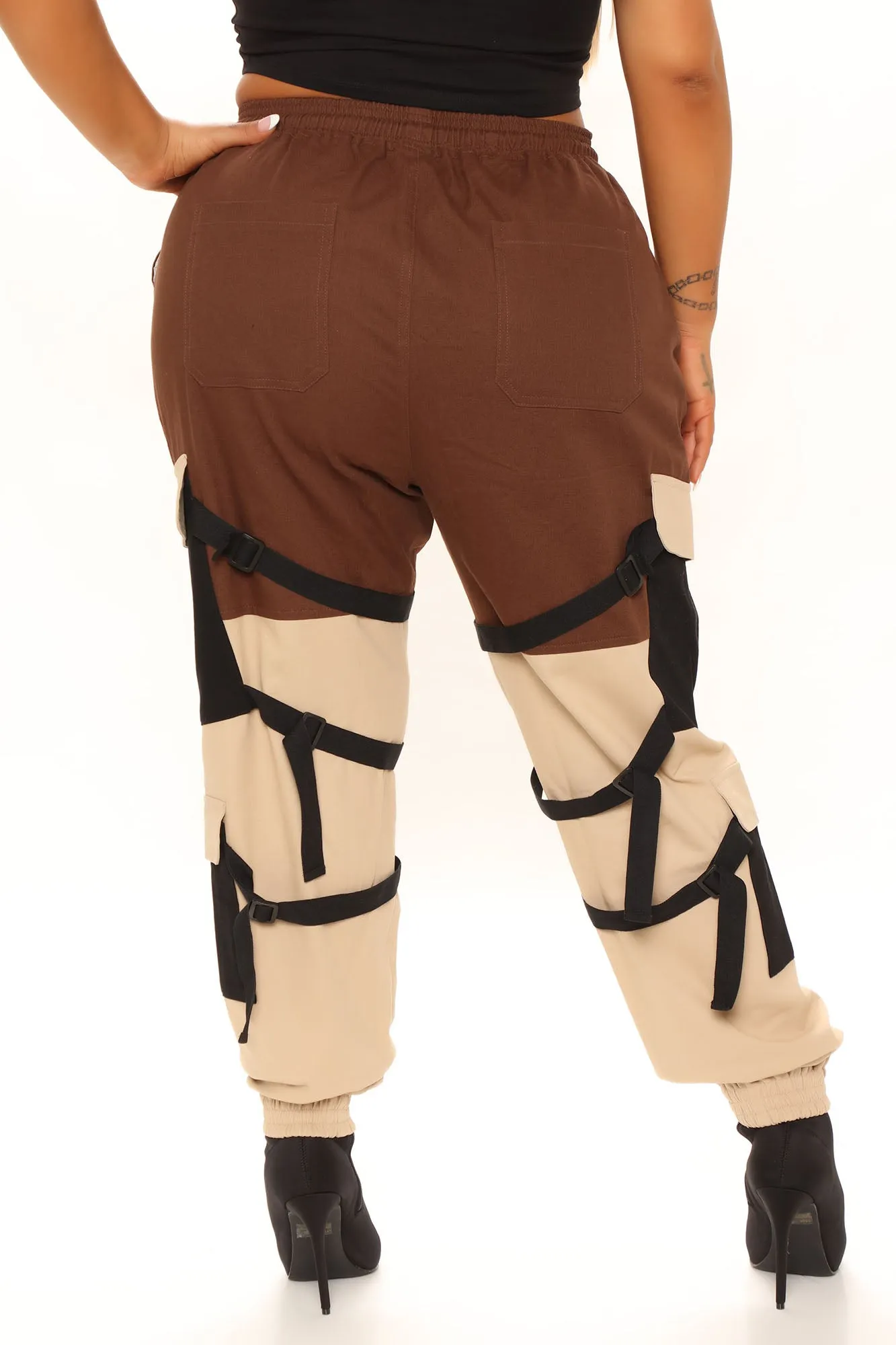 Block It Out Cargo Joggers - Brown/combo