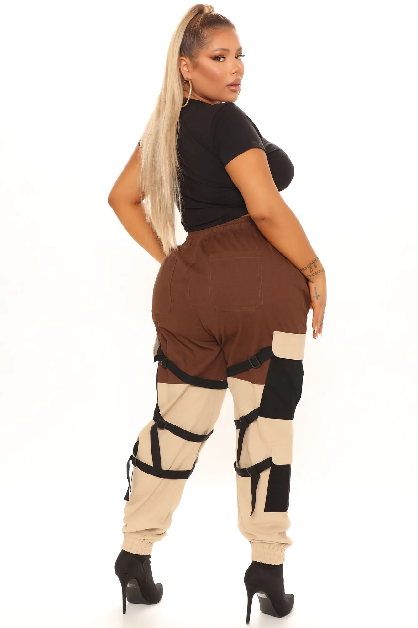 Block It Out Cargo Joggers - Brown/combo