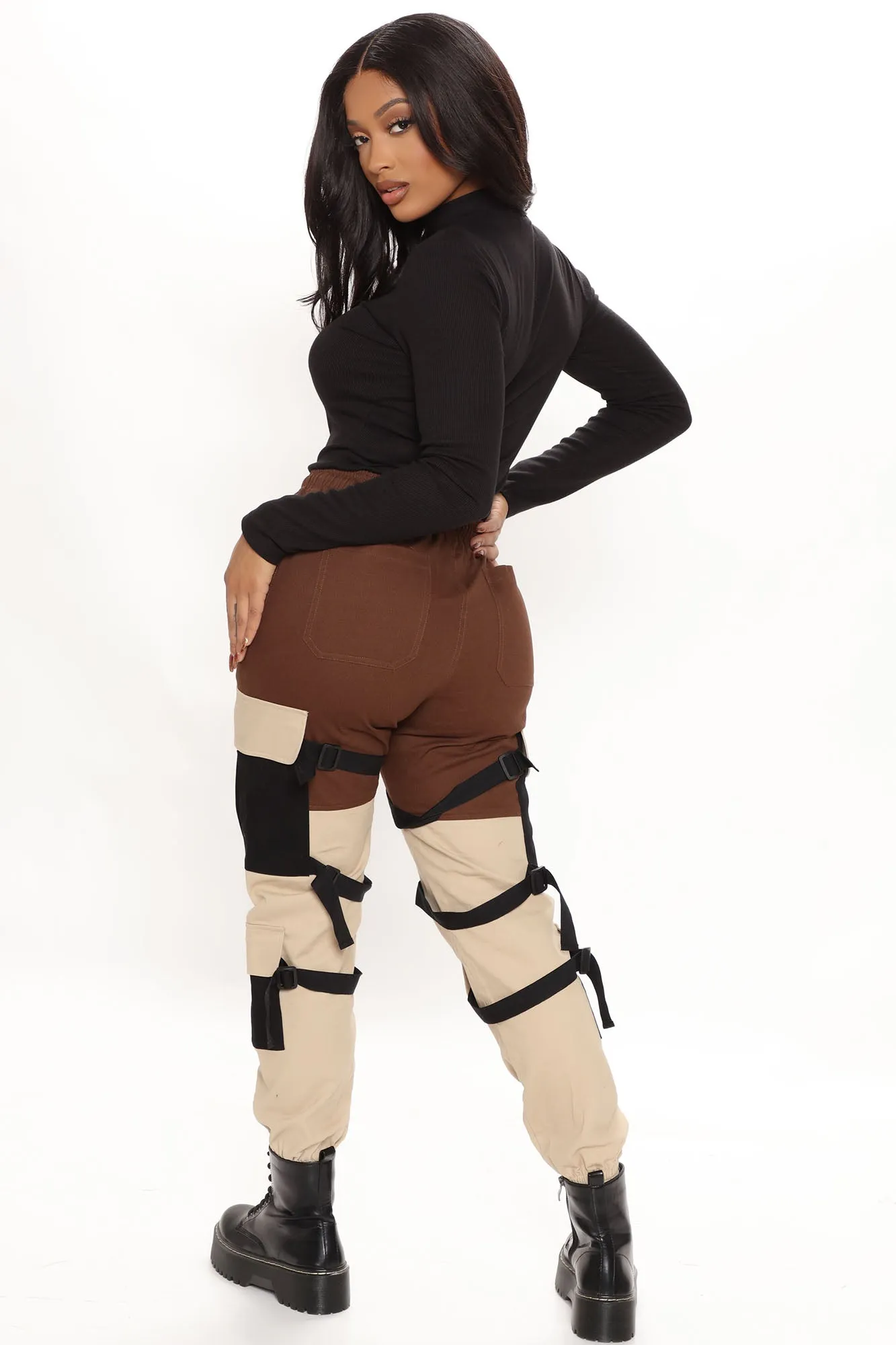 Block It Out Cargo Joggers - Brown/combo