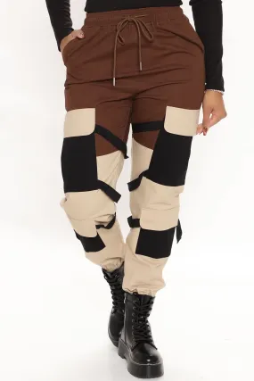 Block It Out Cargo Joggers - Brown/combo