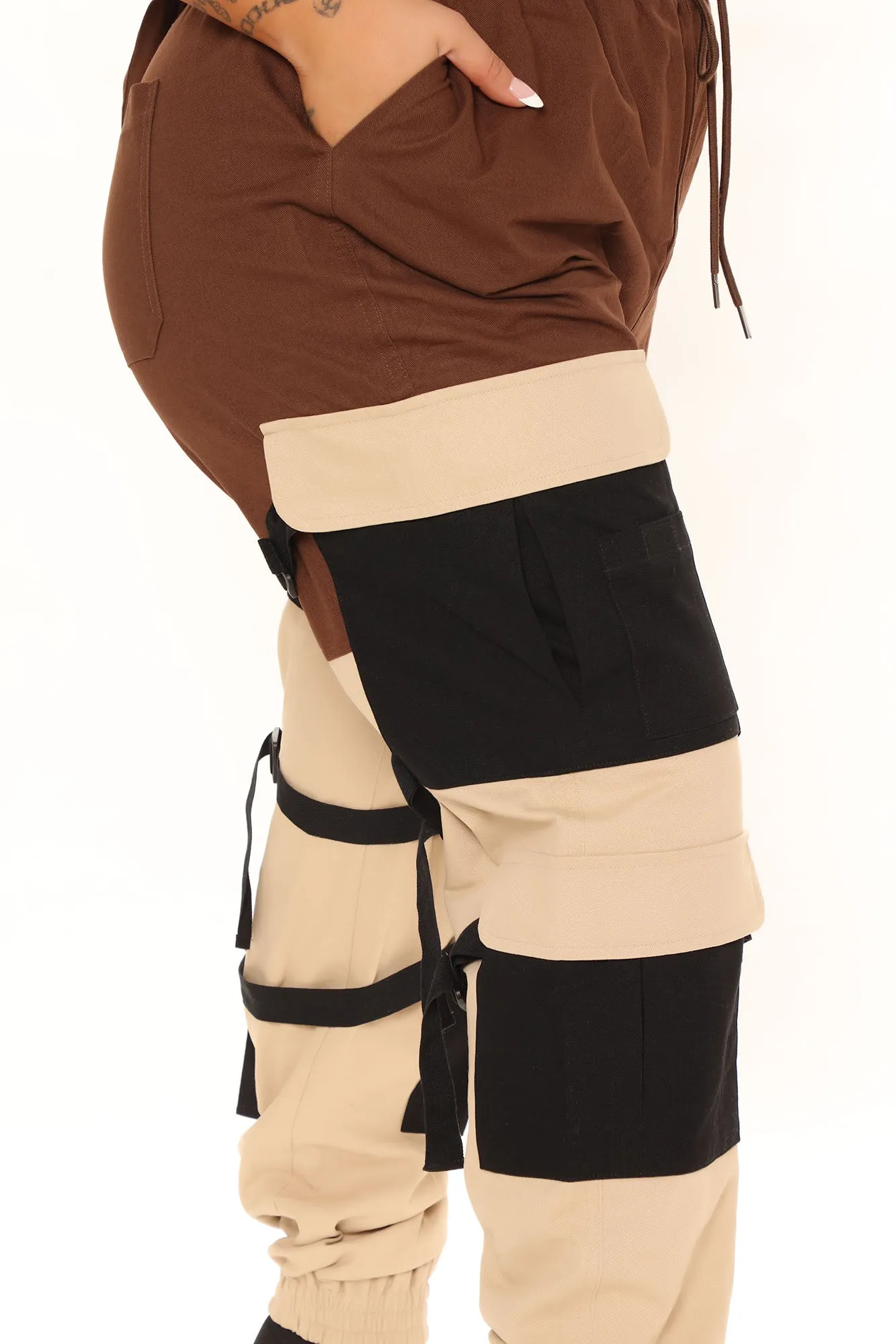 Block It Out Cargo Joggers - Brown/combo