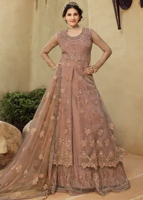 Blush Pink Net Lehenga Style Anarkali Suit