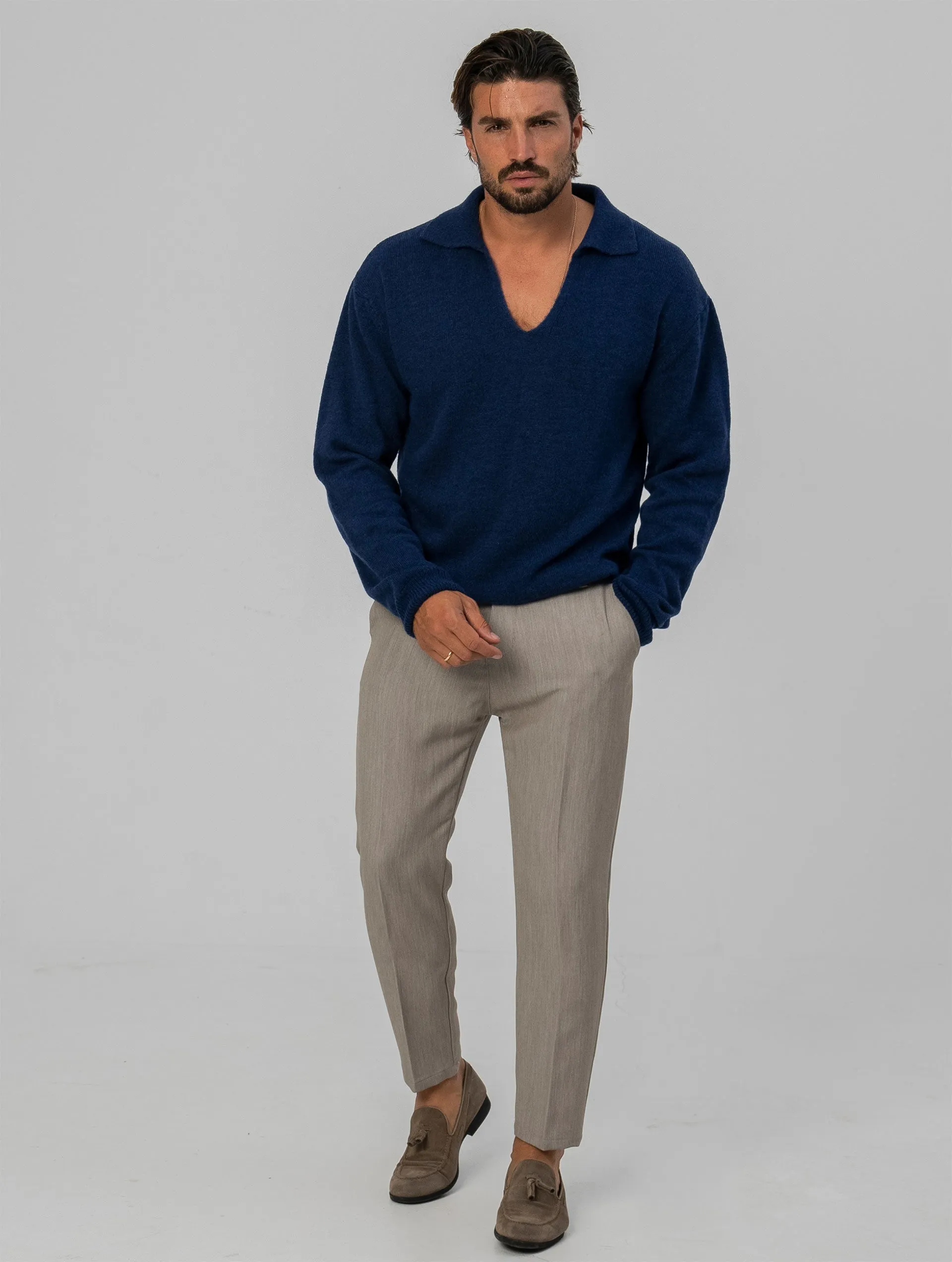 BRAD POLO SWEATER IN BLUE