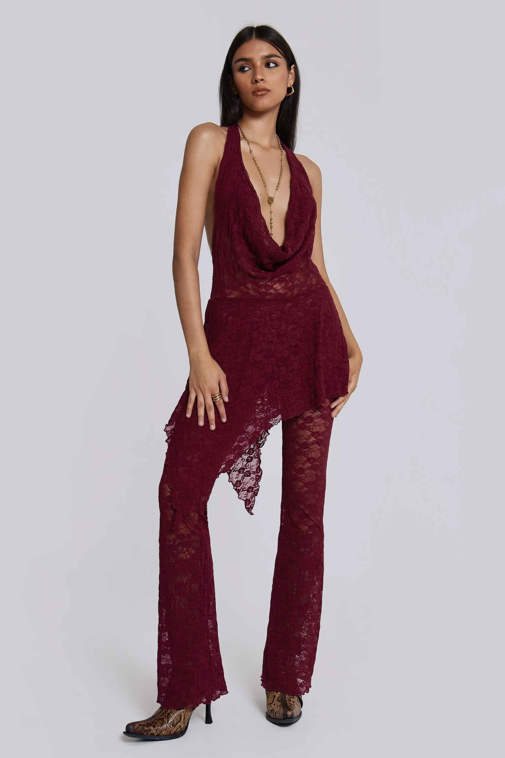 Burgundy Riva Lace Co-ord Set