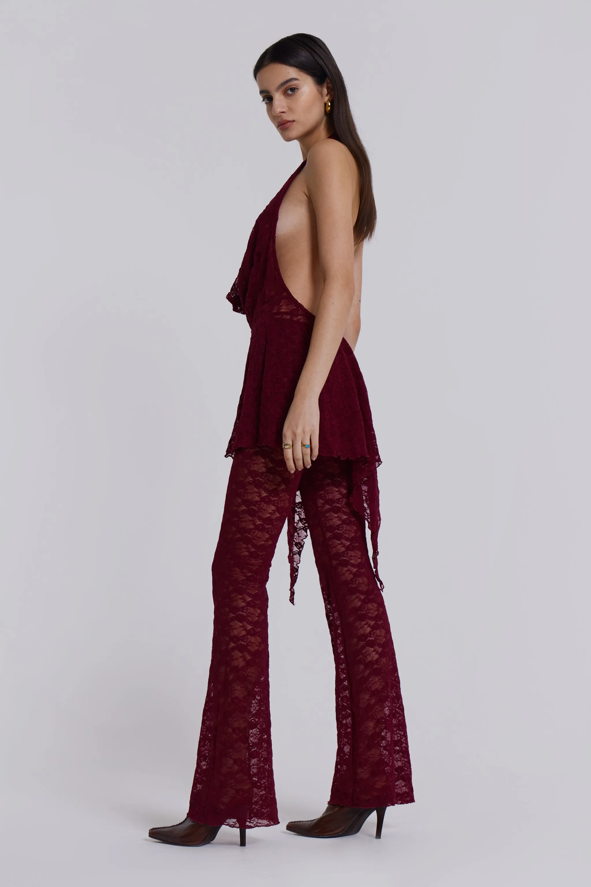 Burgundy Riva Lace Co-ord Set