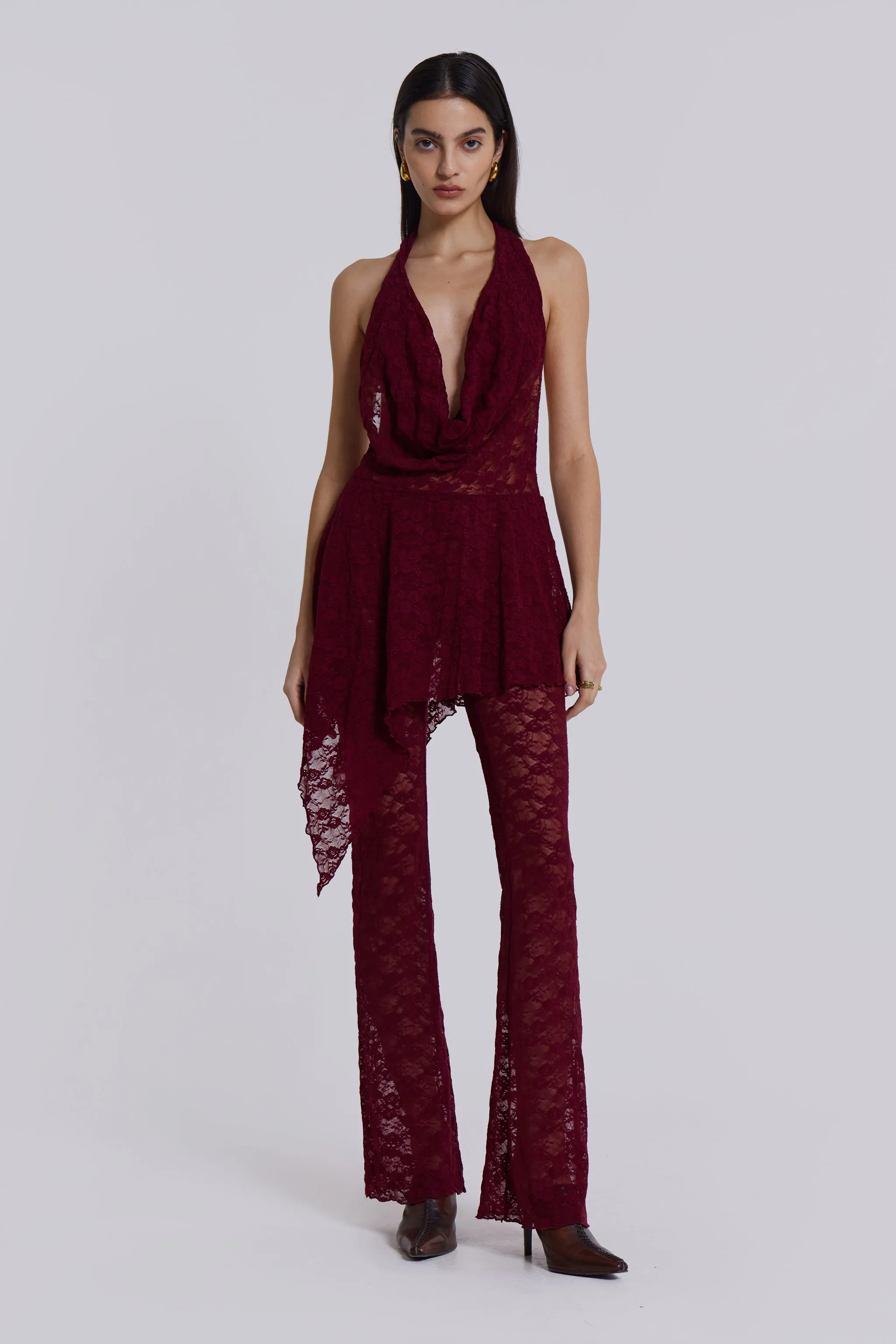 Burgundy Riva Lace Co-ord Set