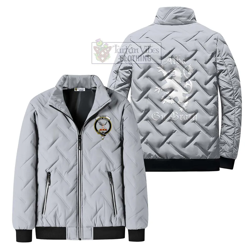 Burns Family Crest Padded Cotton Jacket Lion Rampant Alba Gu Brath Style