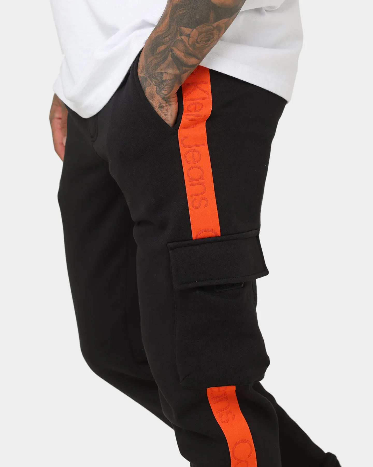 Calvin Klein Logo Tape Cargo Pants Ck Black