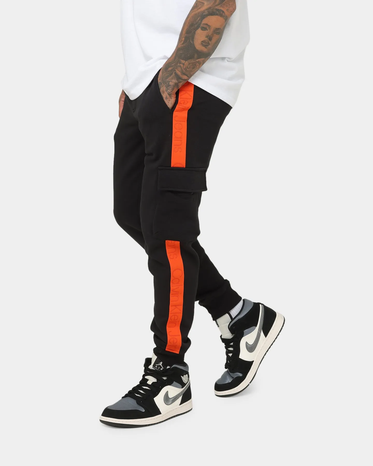 Calvin Klein Logo Tape Cargo Pants Ck Black