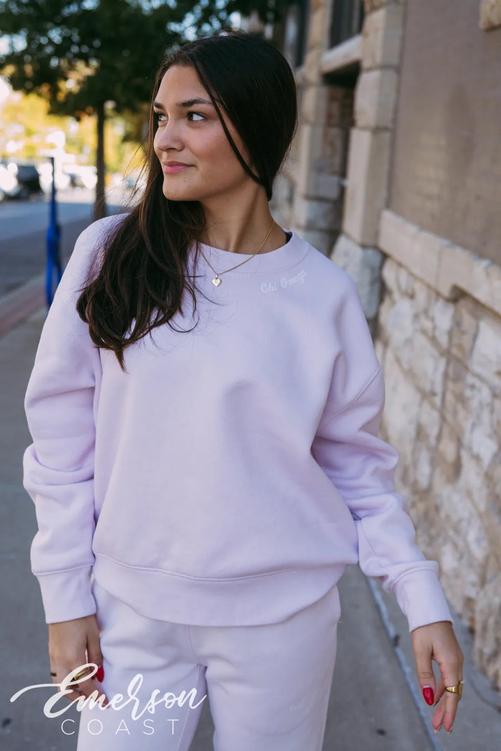 Chi Omega Orchid Crewneck and Jogger Set