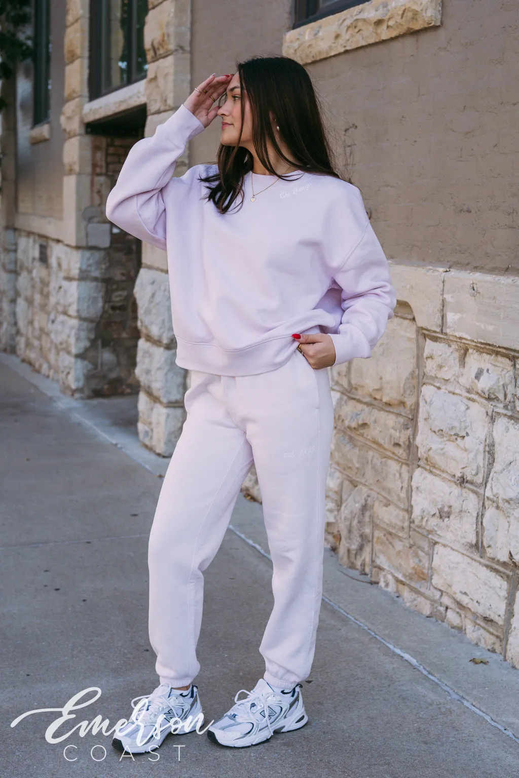 Chi Omega Orchid Crewneck and Jogger Set