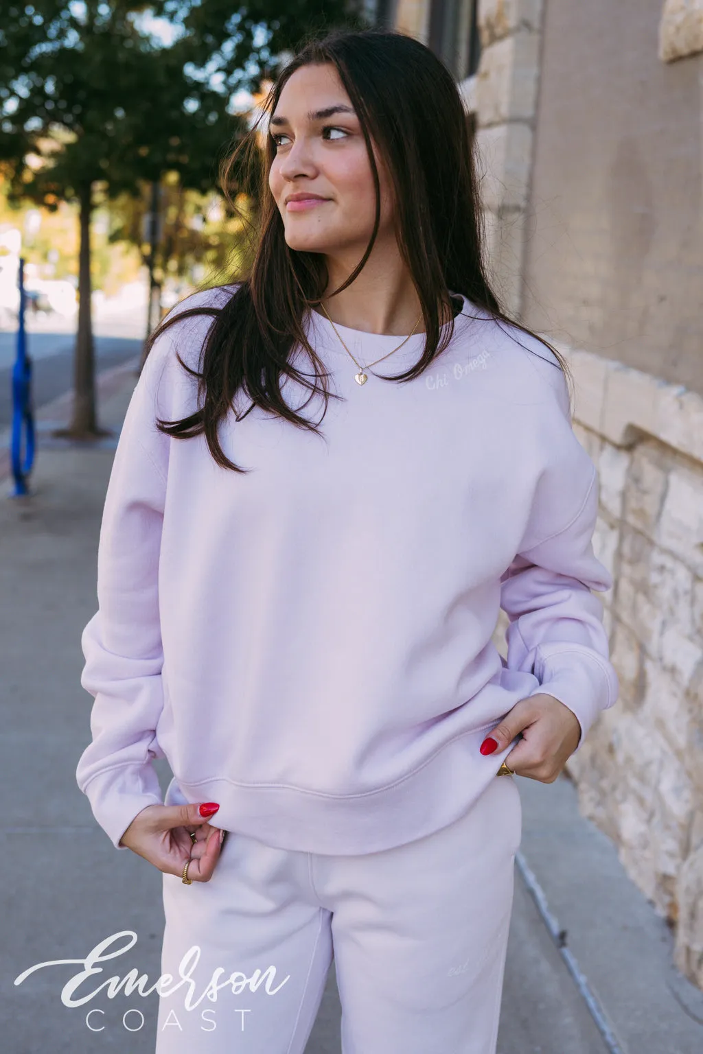 Chi Omega Orchid Crewneck and Jogger Set