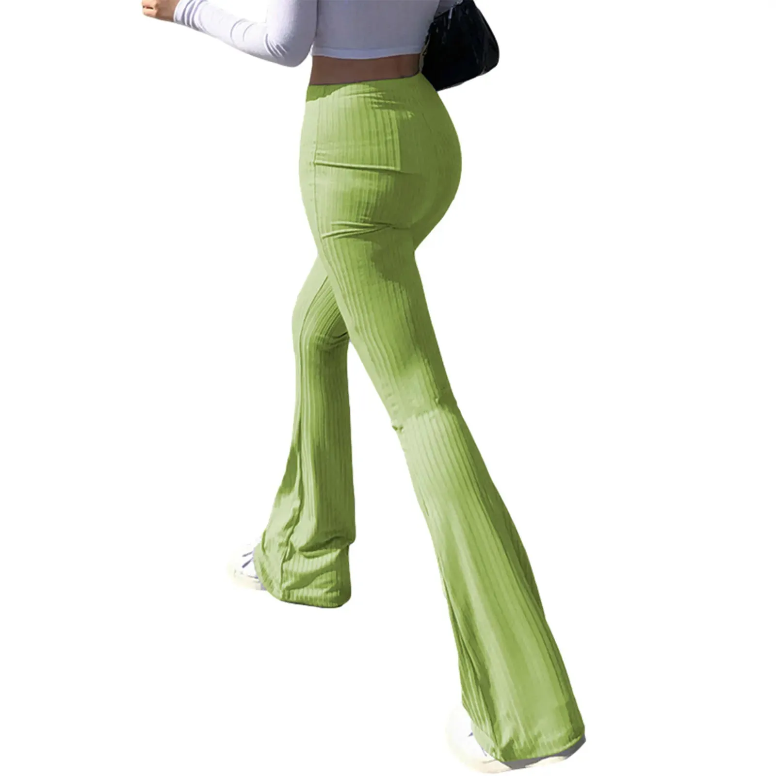 Close-Fitting Flared Solid High Waist Stretch Span Sexy Pants