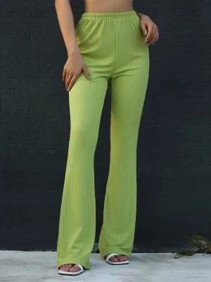 Close-Fitting Flared Solid High Waist Stretch Span Sexy Pants