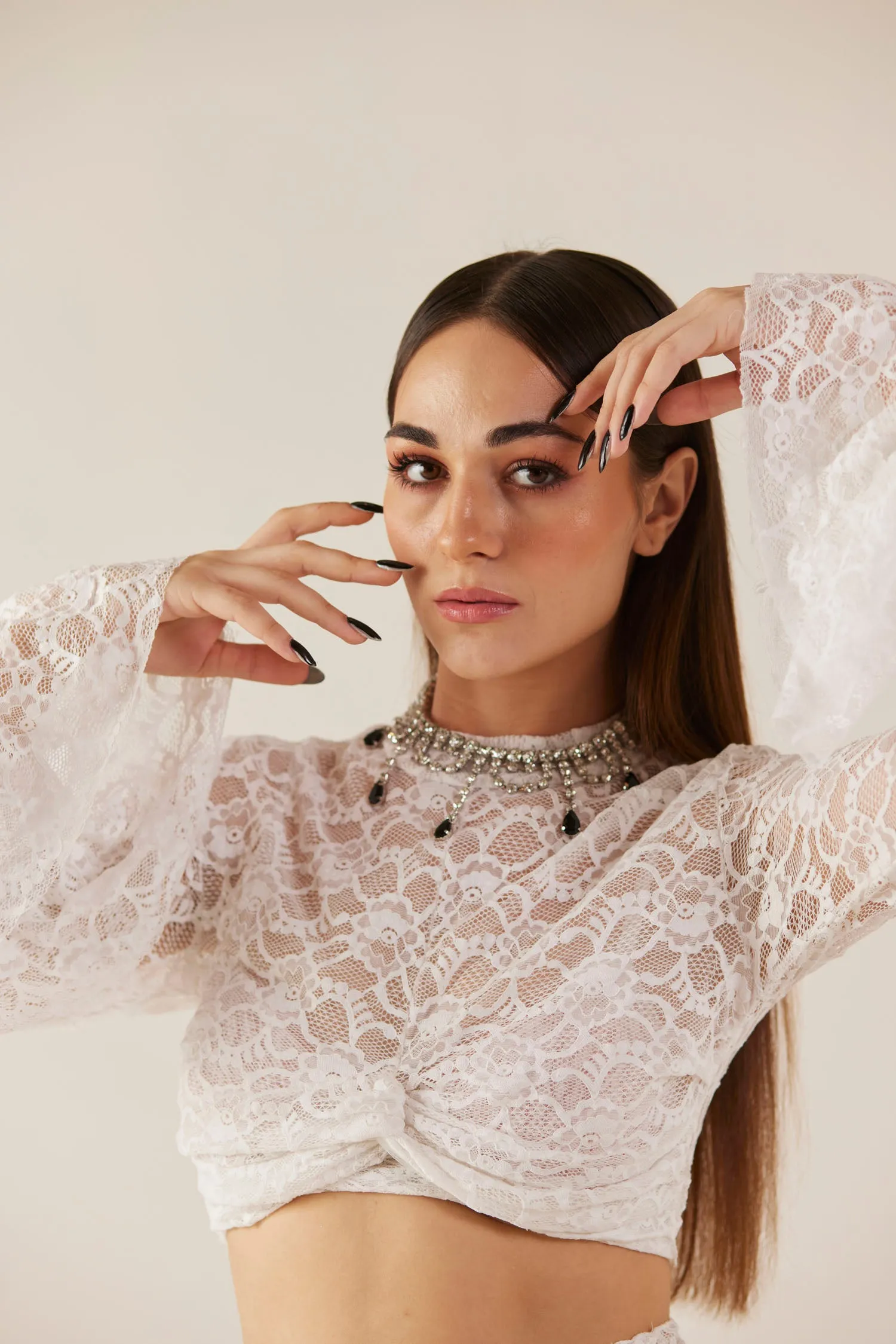 Cloud Nine White Lace Sheer Co Ord Set