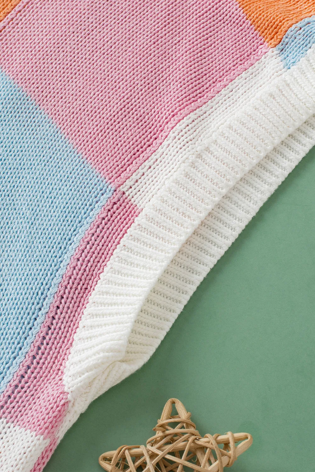 Color Block Cap Sleeve Sweater