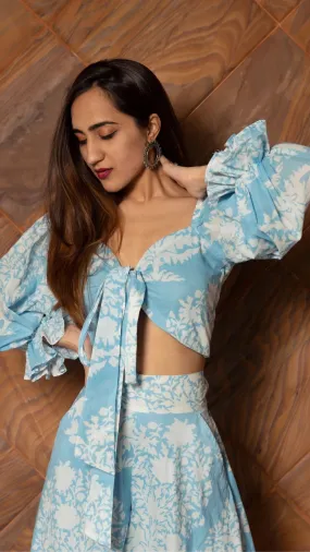 Cotton Blue & White Printed Co-ords Set