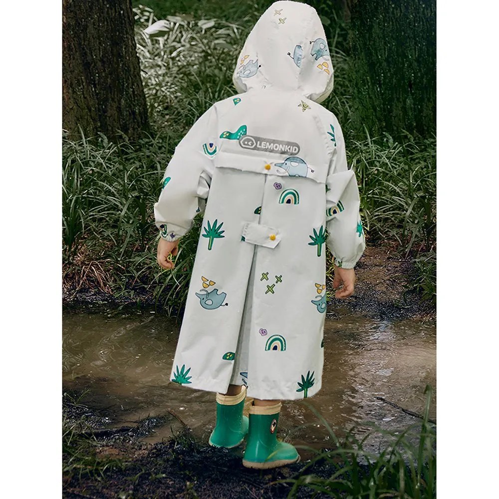 Cream Self Print Woodland Elle Raincoat for Kids