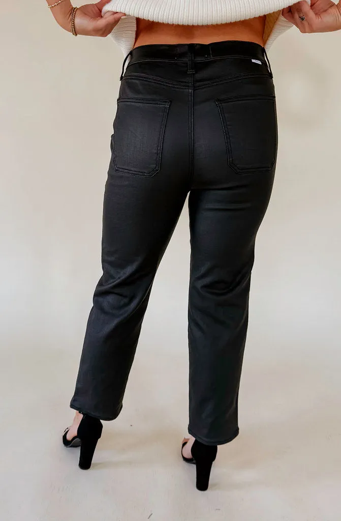 DAZE STRAIGHT UP HIGH RISE CARGO COATED PANT IN ASPHALT