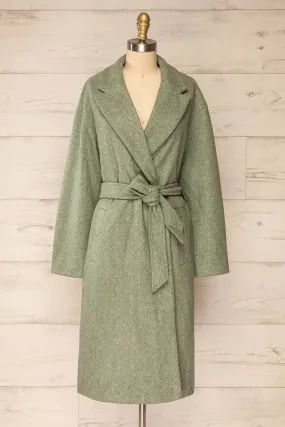 Dhome Sage | Felt Trench Coat w/ Belt