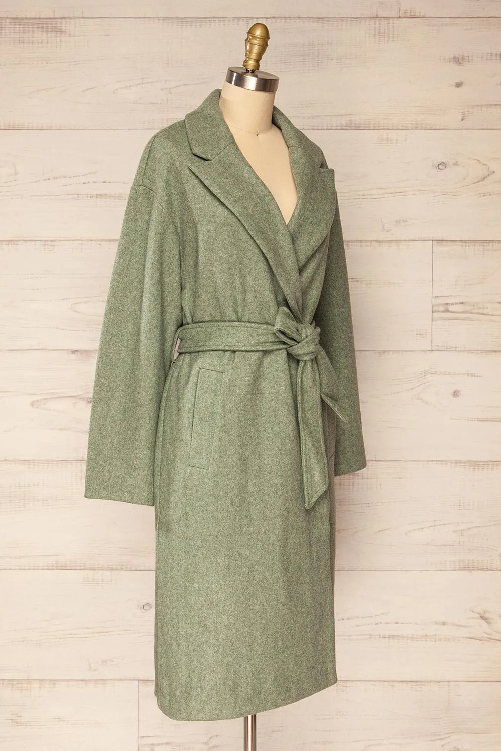 Dhome Sage | Felt Trench Coat w/ Belt