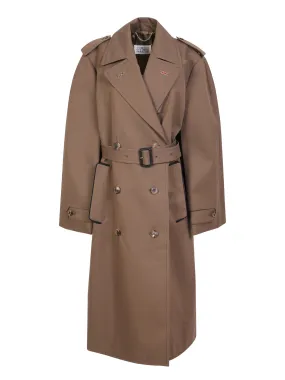 Double-breasted cotton blend trench coat