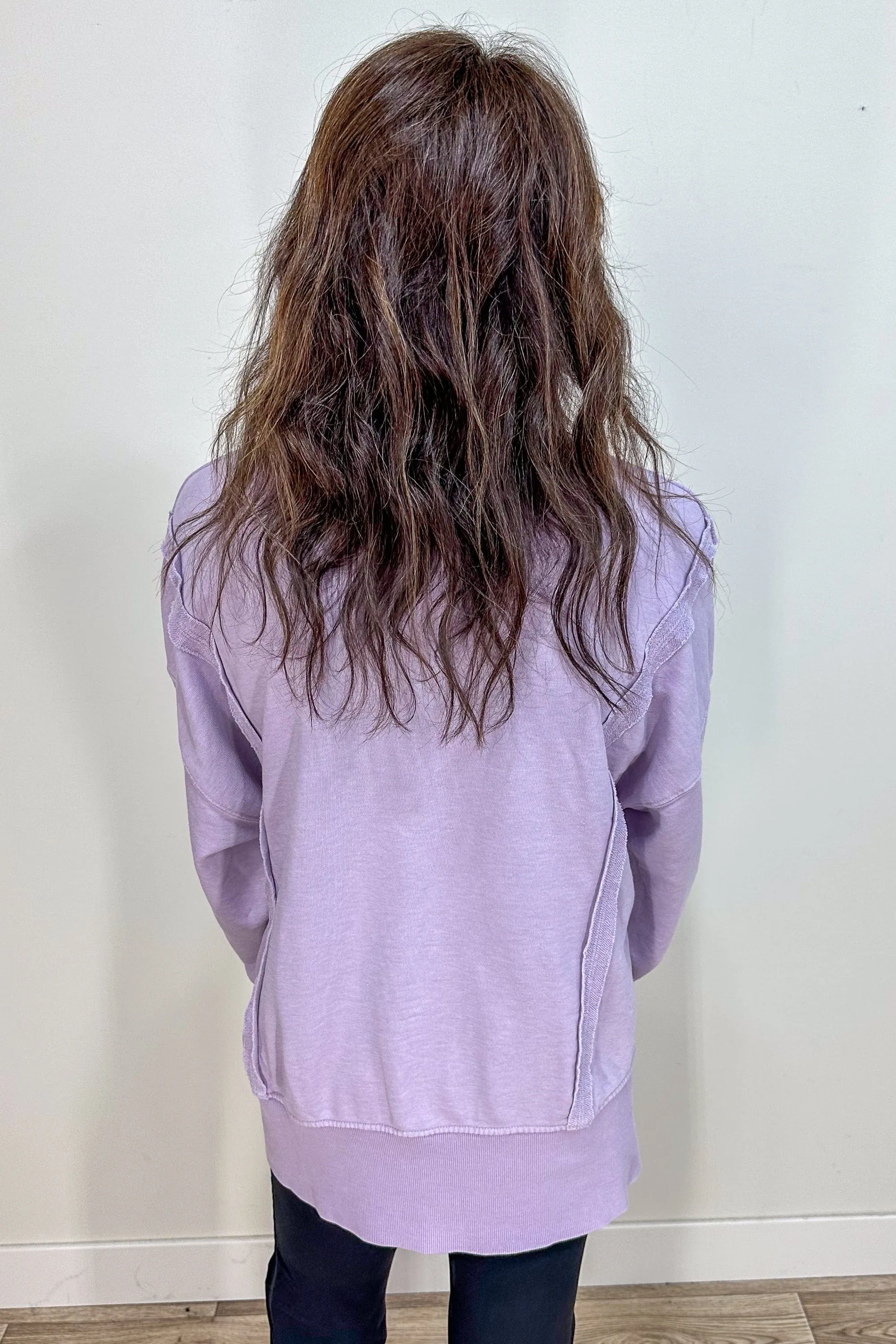 Dusty Lavender French Terry Henley Sweatshirt