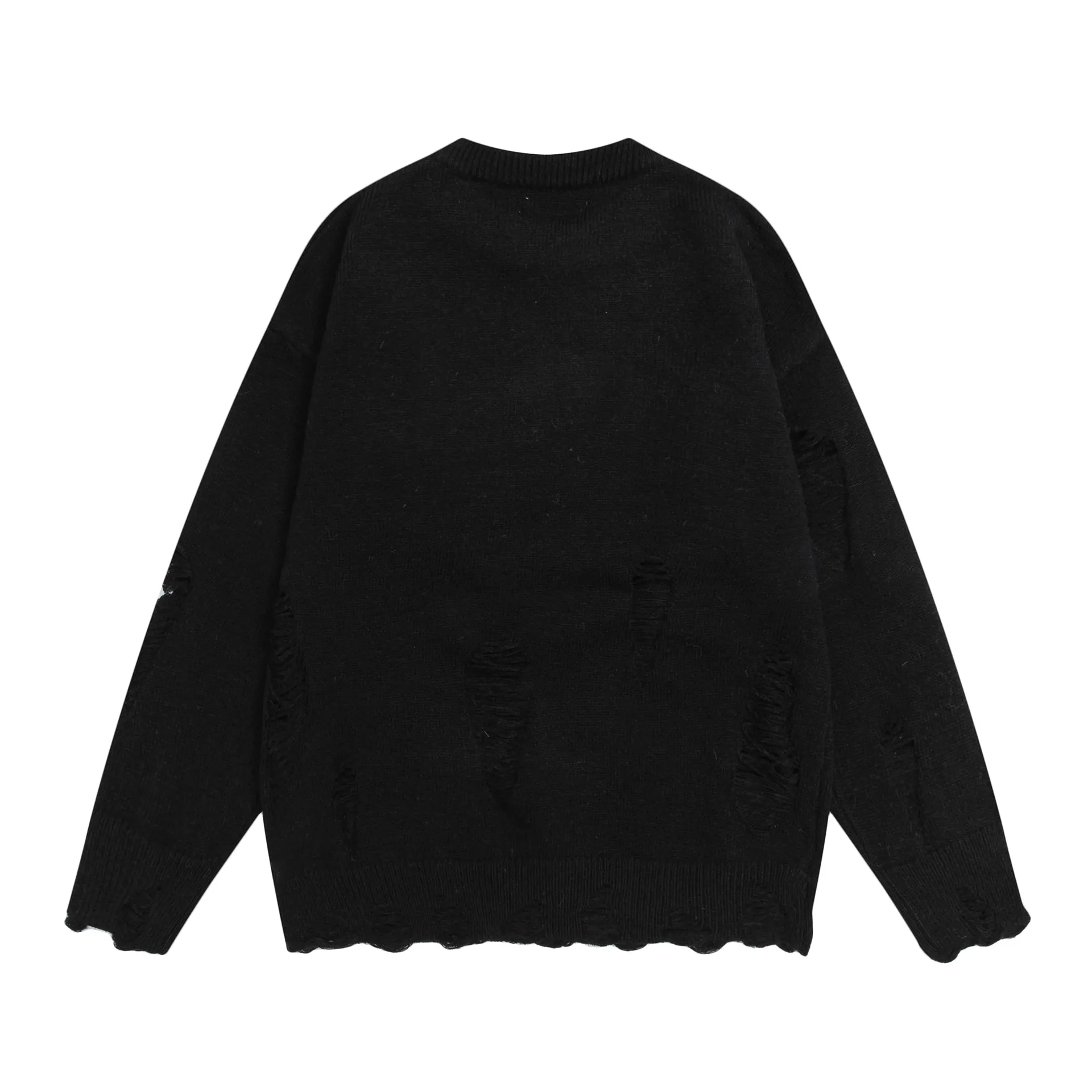Faire Echo Distressed Design Knit Sweater
