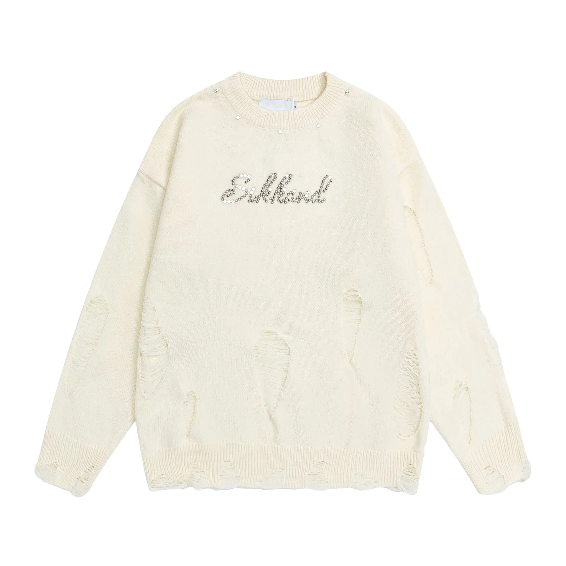 Faire Echo Distressed Design Knit Sweater