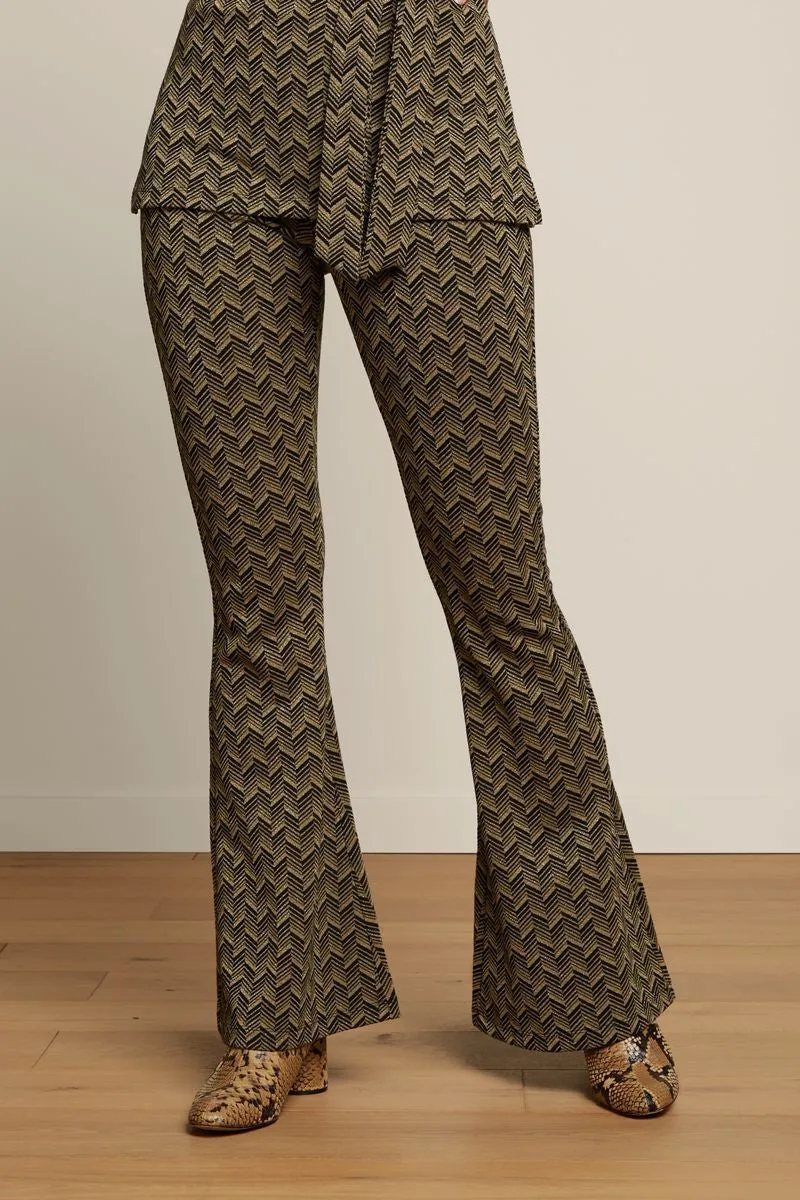 Flared pants met grafische print | King Louie border flared pants facet black