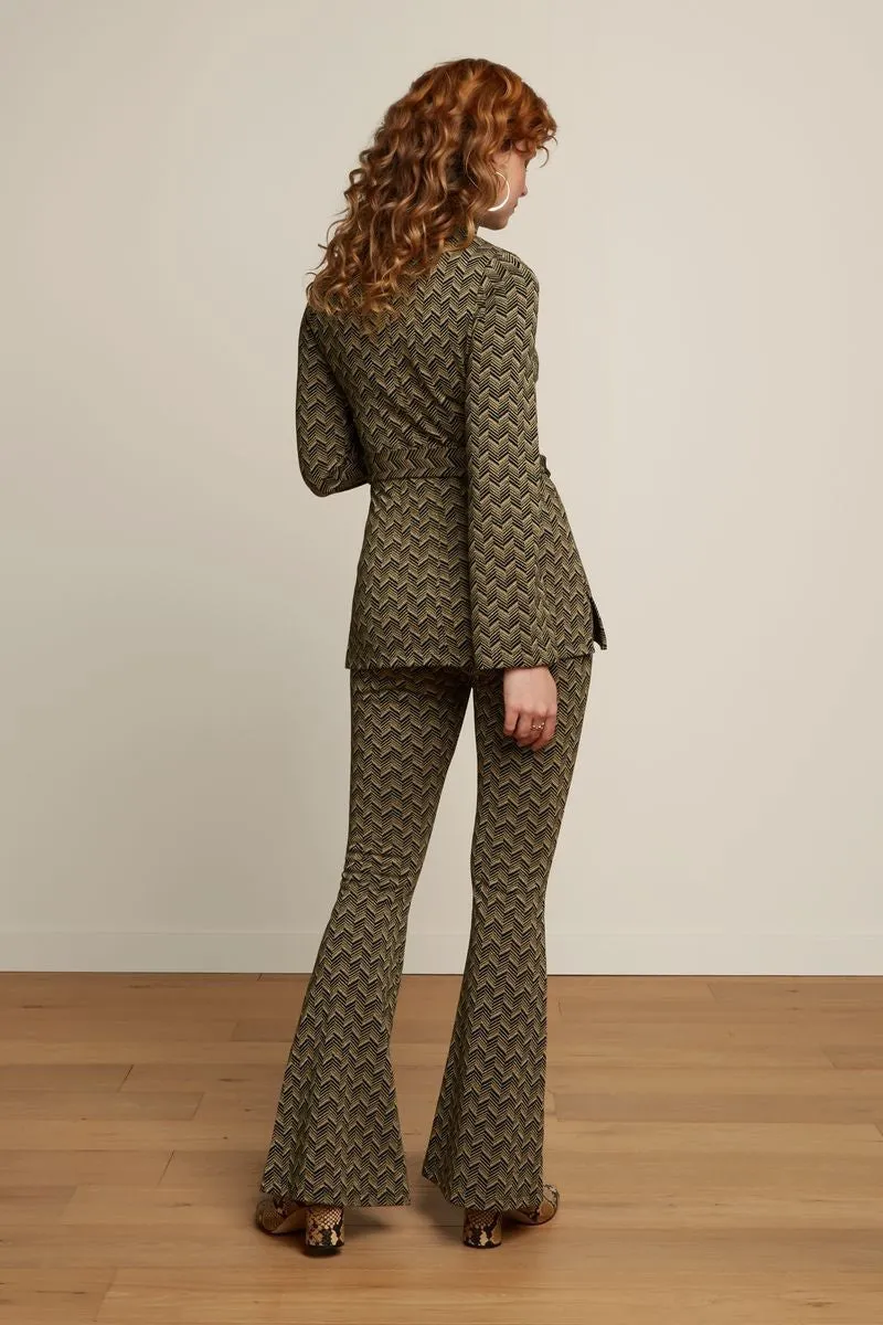 Flared pants met grafische print | King Louie border flared pants facet black