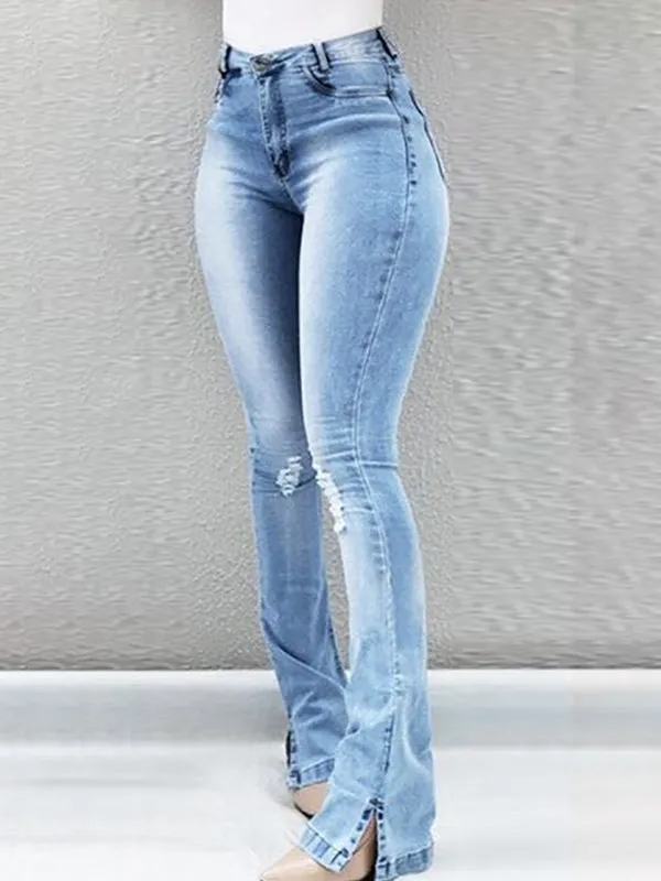 Flared Slit-Enhanced Skinny Jeans