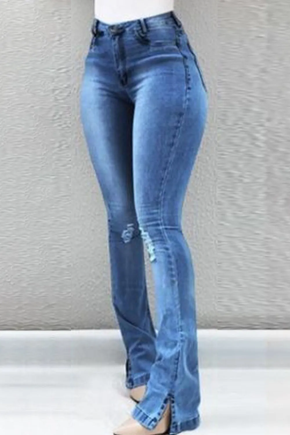 Flared Slit-Enhanced Skinny Jeans