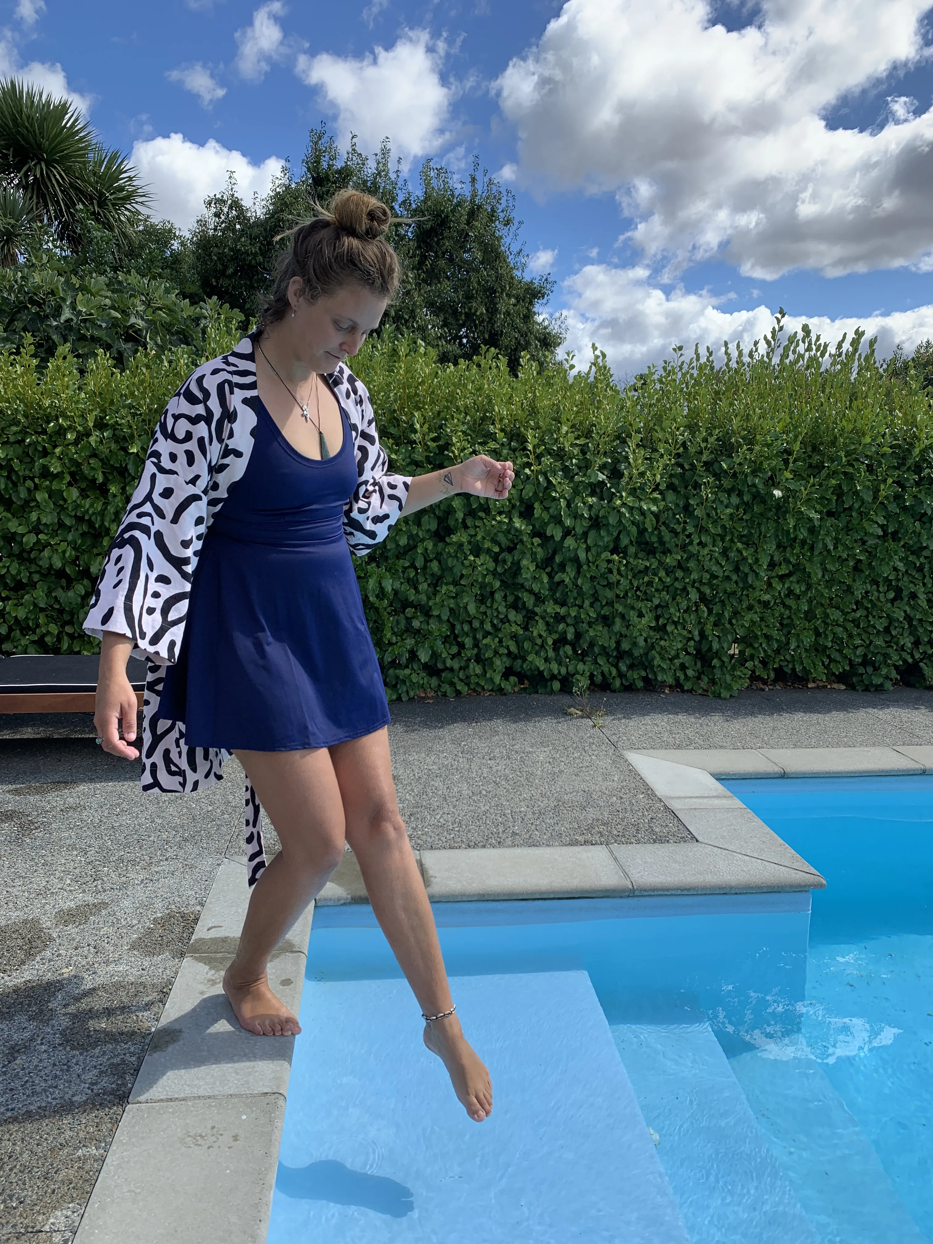 Flared Swim Dress Black