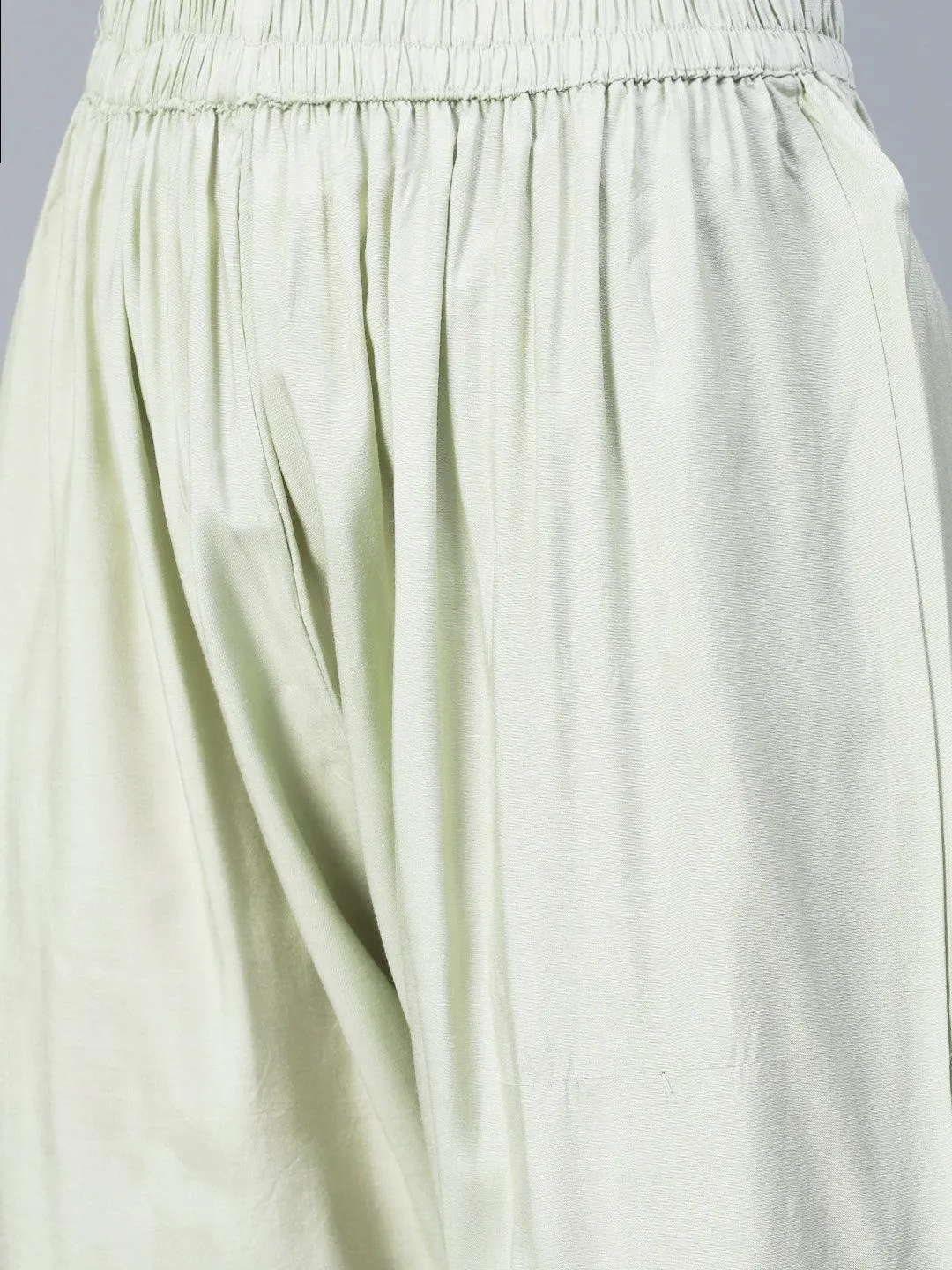 Floral Printed Embroidered Kurta With Pants & Floral Dupatta - Green