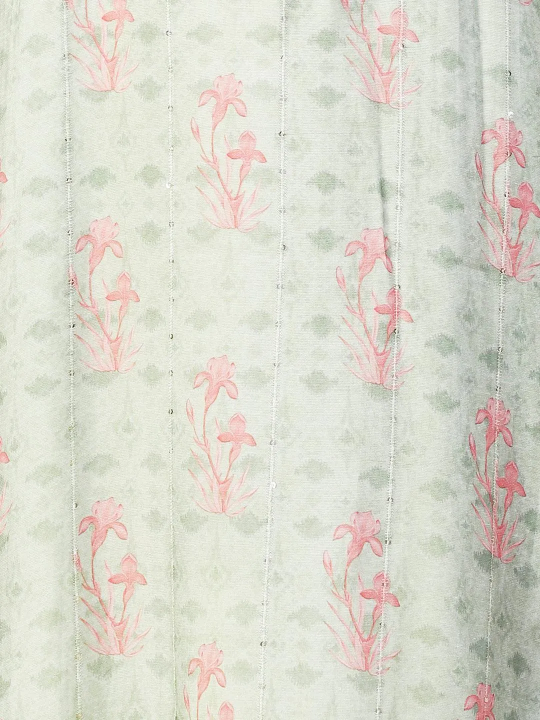 Floral Printed Embroidered Kurta With Pants & Floral Dupatta - Green