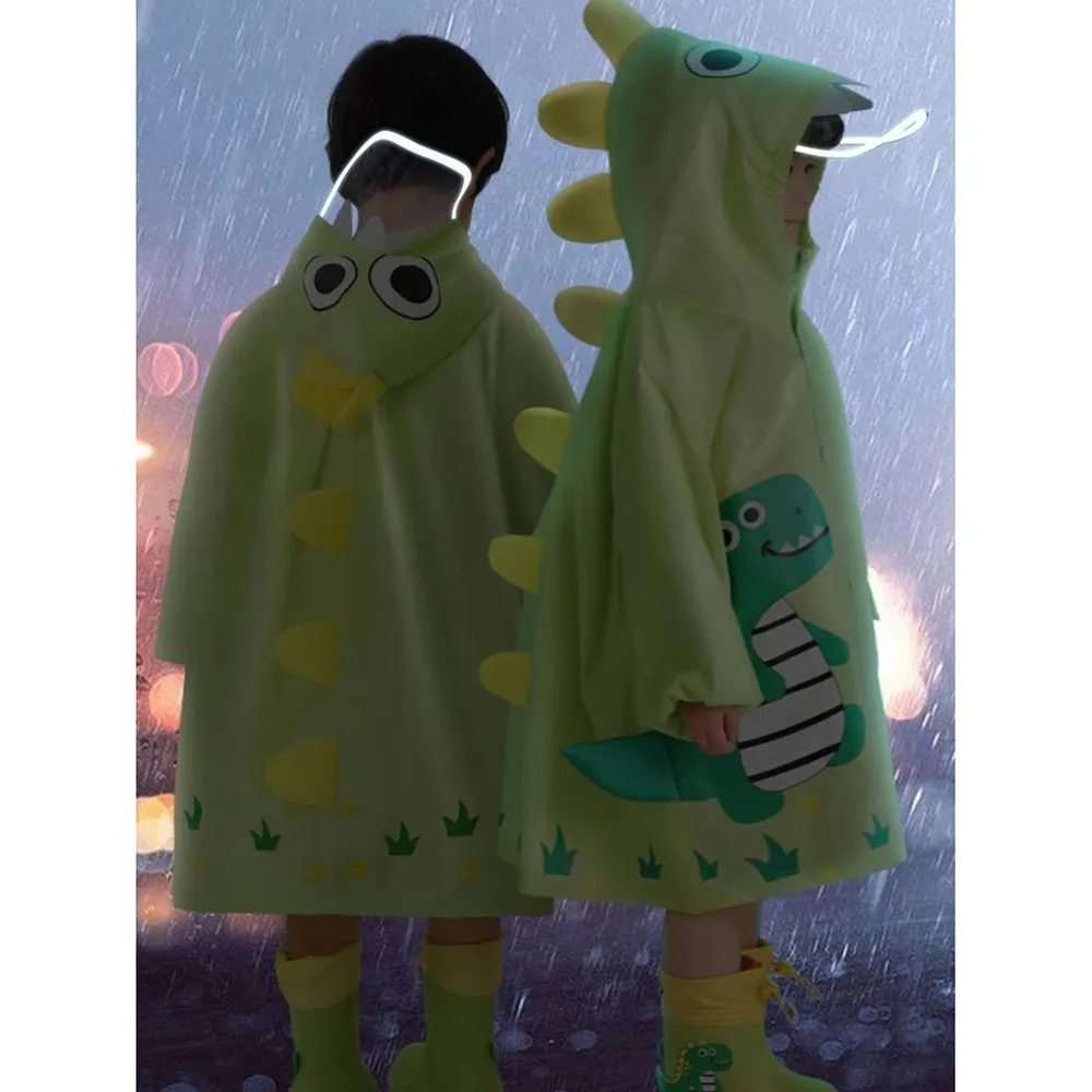 Fluorescent Green Dino Park Raincoat for Kids and Toddlers