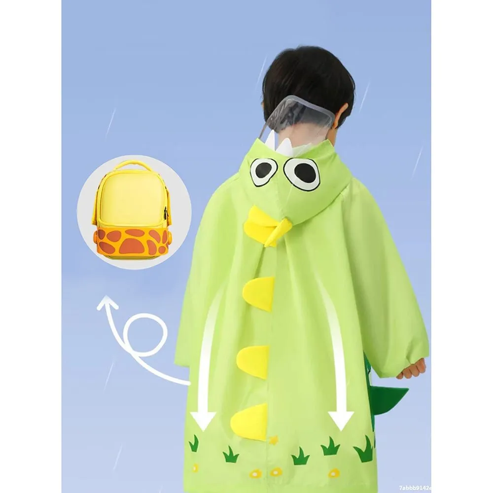 Fluorescent Green Dino Park Raincoat for Kids and Toddlers