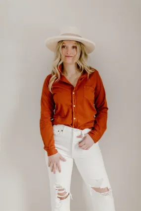 Frank & Eileen - Barry Italian Denim Button Up in Rust