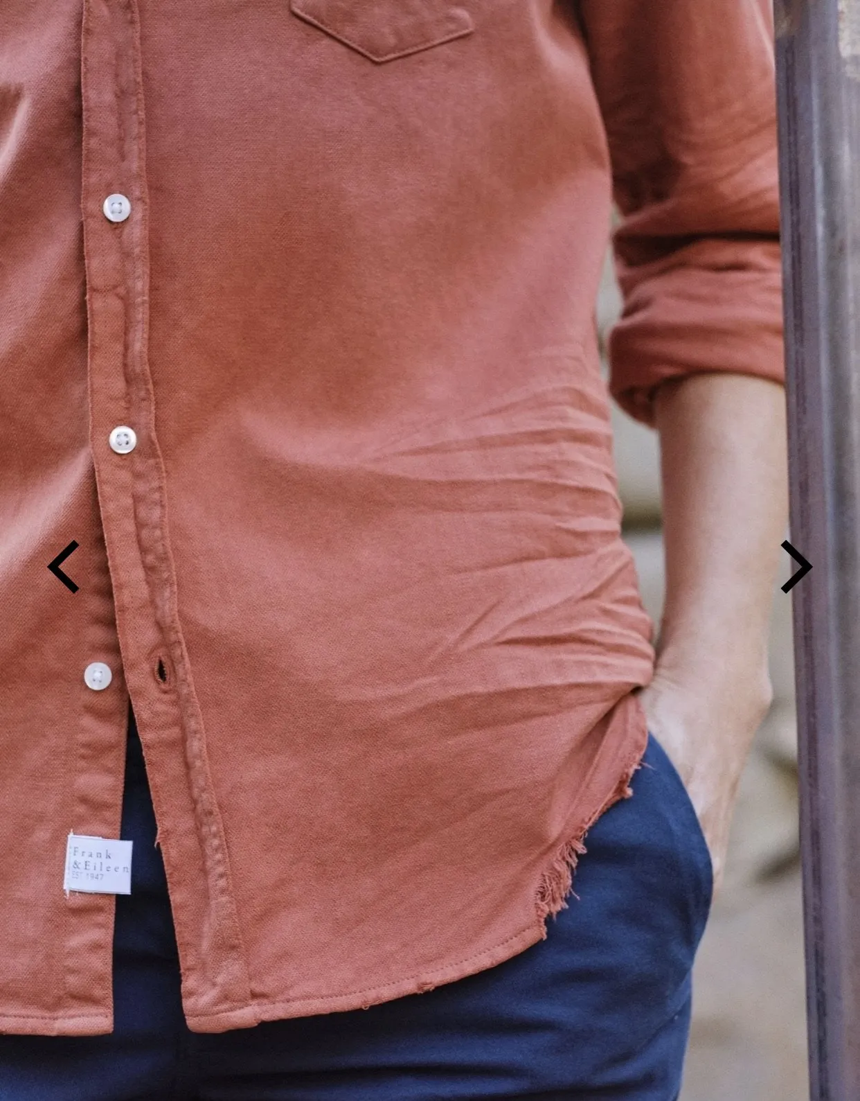 Frank & Eileen - Barry Italian Denim Button Up in Rust