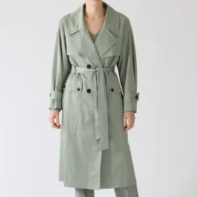 Frozen Sage Cotton Blend Trench Coat